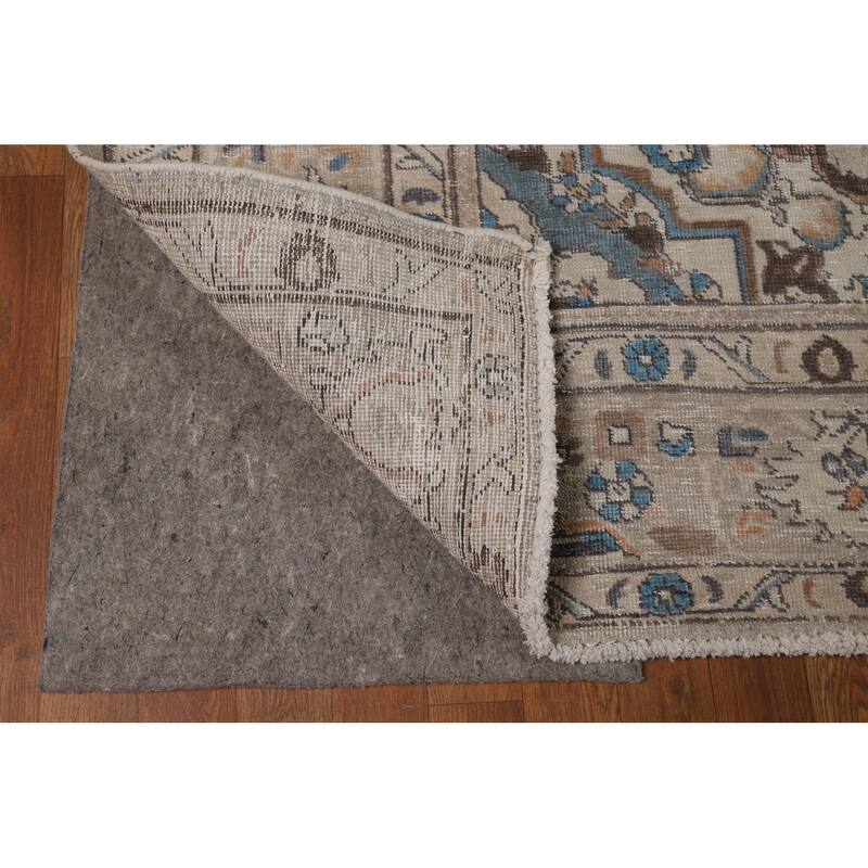 Hand Knotted Oriental 100% Wool Carpet Traditional Medallion Beige & Ivories Tabriz Area Rug - 11' 7'' X 8' 4''
