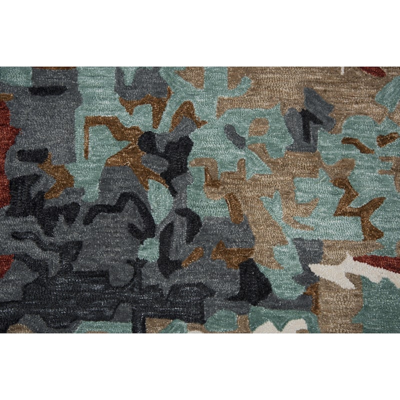Alora Decor Vivid Beige, Rust, Teal and Ivory Hand-tufted Abstract Rug