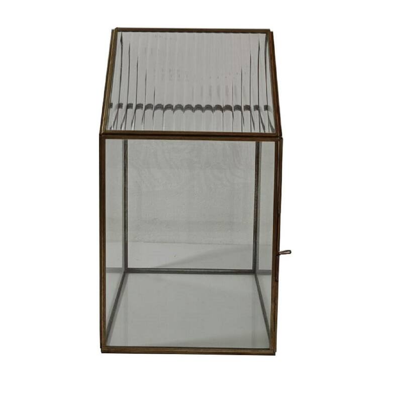 Medium Glass House Terrarium - 14.75" - Brown Patina