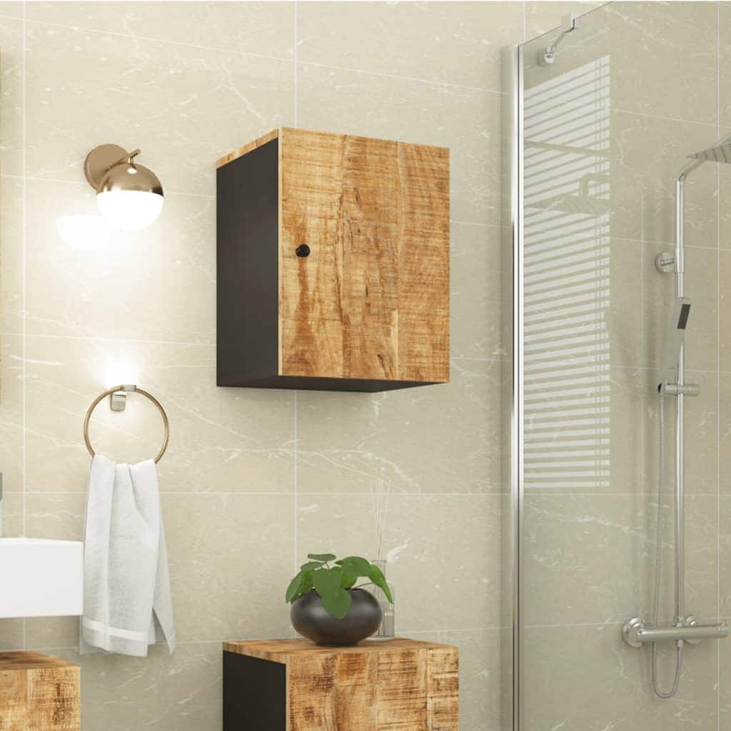 vidaXL Bathroom Wall Cabinet Natural brown, Black - 13.0 x 15.0 x 18.9 in