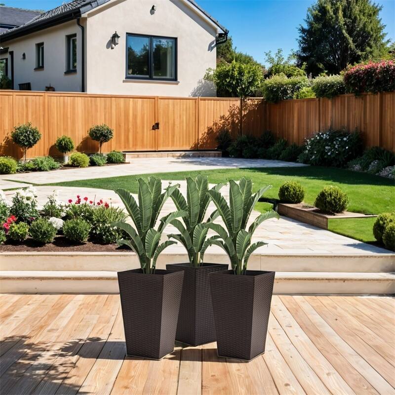 Outdoor Tall Planters with Drainage Hole (Set of 3)