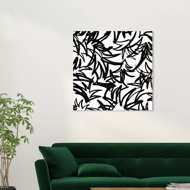 Wynwood Studio Canvas Floral and Botanical Pinapple Leaf Pattern Black and Modern & Contemporary Wall Art Canvas Print - 30 x 30