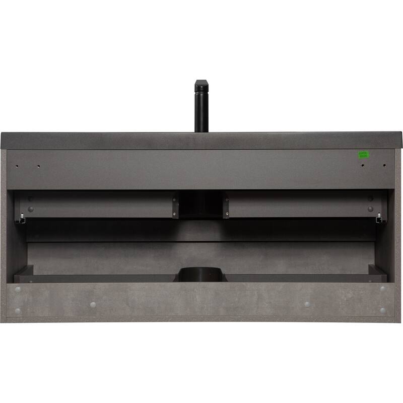 24/30/36/48/60 inch Melamine Floating Bathroom Vanity with Sink and Black Quartz Sand Top Basin and Soft Close Drawers