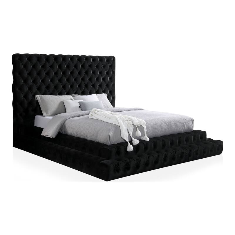 Furniture of America Allenhurst Glam Tufted Fabric Low Profile Platform Bed