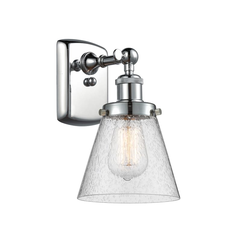 Innovations Lighting Small Cone 6" Wide Bathroom Sconce - Polished Chrome / Seedy