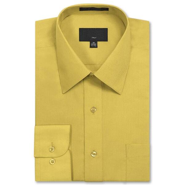 Shop Black Friday Deals On Jd Apparel Mens Long Sleeve Regular Fit Solid Dress Shirt Lemon Size 16 0 16 Overstock 28882313