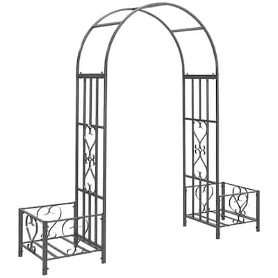 Outsunny 6.7' Steel Garden Arch Arbor with Scrollwork Hearts
