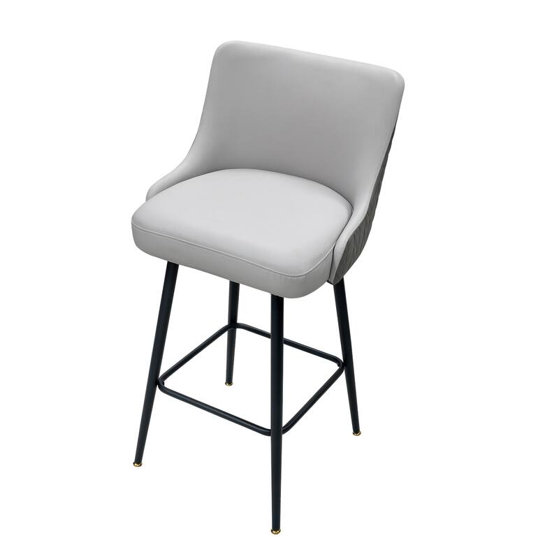 360 Swivel Upholstered Counter Height Bar Stools Kitchen Island Breakfast Chairs with Lion Head Pull Ring Footrest