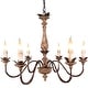 preview thumbnail 3 of 9, Farmhouse Candle Shaped Chandelier, 6-Light Distressed White Wood Chandelier with Adjustable Hanging Chain