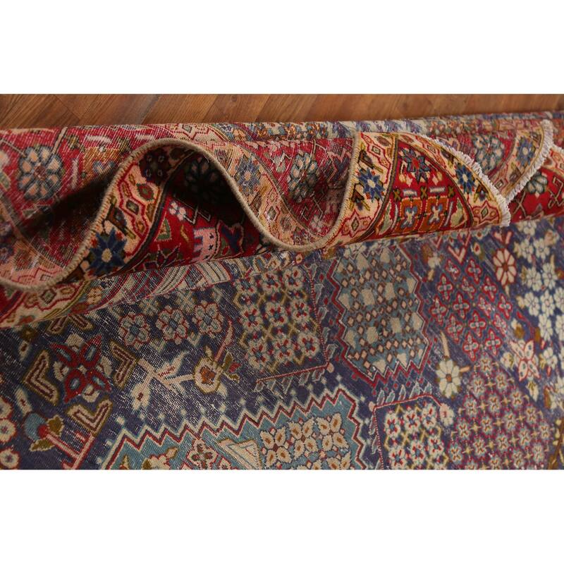Hand Knotted Oriental 100% Wool Carpet Traditional Geometric Navy Blue & Blues Najafabad Area Rug - 12' 10'' X 9' 1''