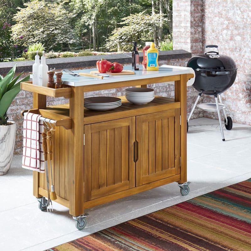 Maho Golden Teak Outdoor Barbeque Cart by homestyles