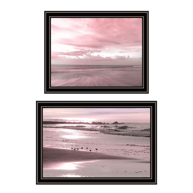 Trendy Decor 4U "Yes, believe it! Pink Beach Sand" Printed Framed Wall Art by Lori Deiter - Black - 20 x 14