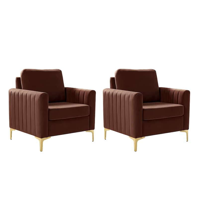 Ganymedes Modern Velvet Accent Arm Chair with Golden Legs and Removable Cushion by HULALA HOME