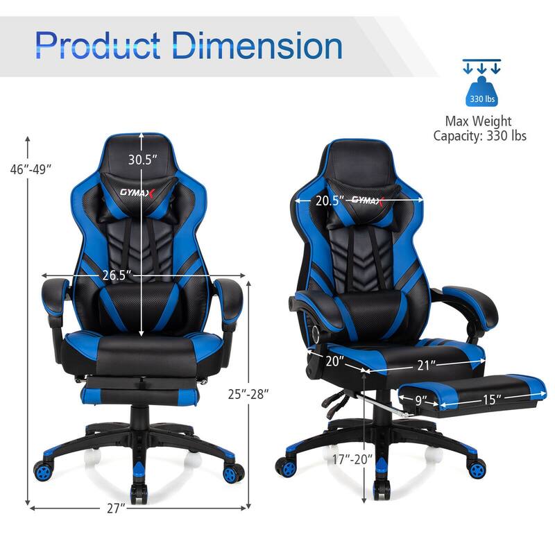 Gymax Office Computer Desk Chair Gaming Chair Adjustable Swivel - See Details