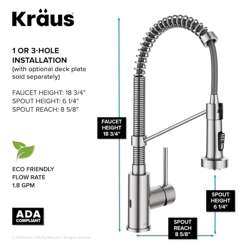 Kraus Bolden 2-Function 1-Handle Commercial Pulldown Kitchen Faucet