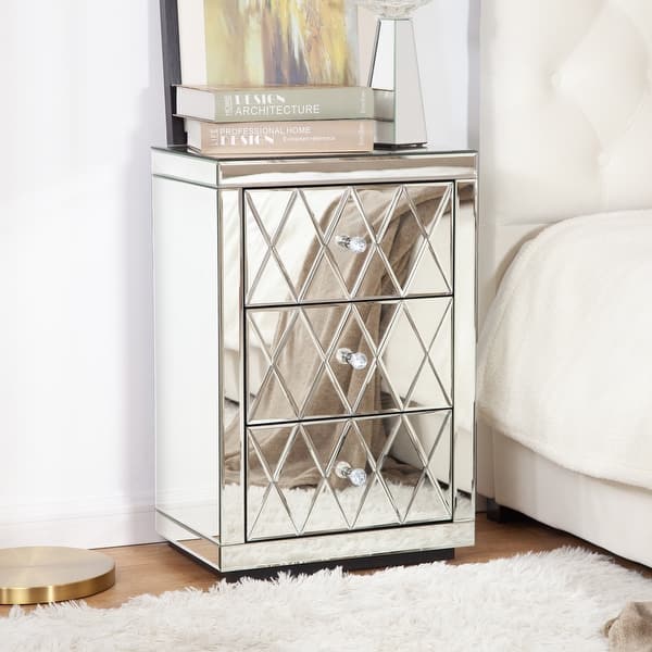 Mirrored Accent Nightstand with 3Drawers Bed Bath & Beyond 37291553