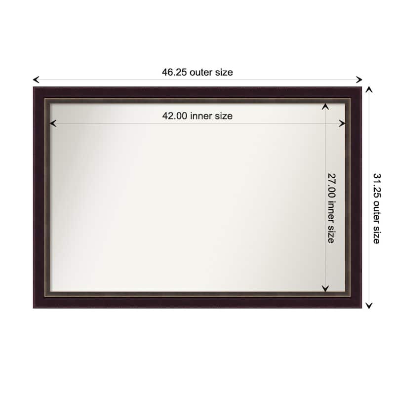 Signore Bronze Framed Non-Beveled Custom Wall Mirror, Bathroom Vanity Mirror - Outer Size: 46.25 x 31.25