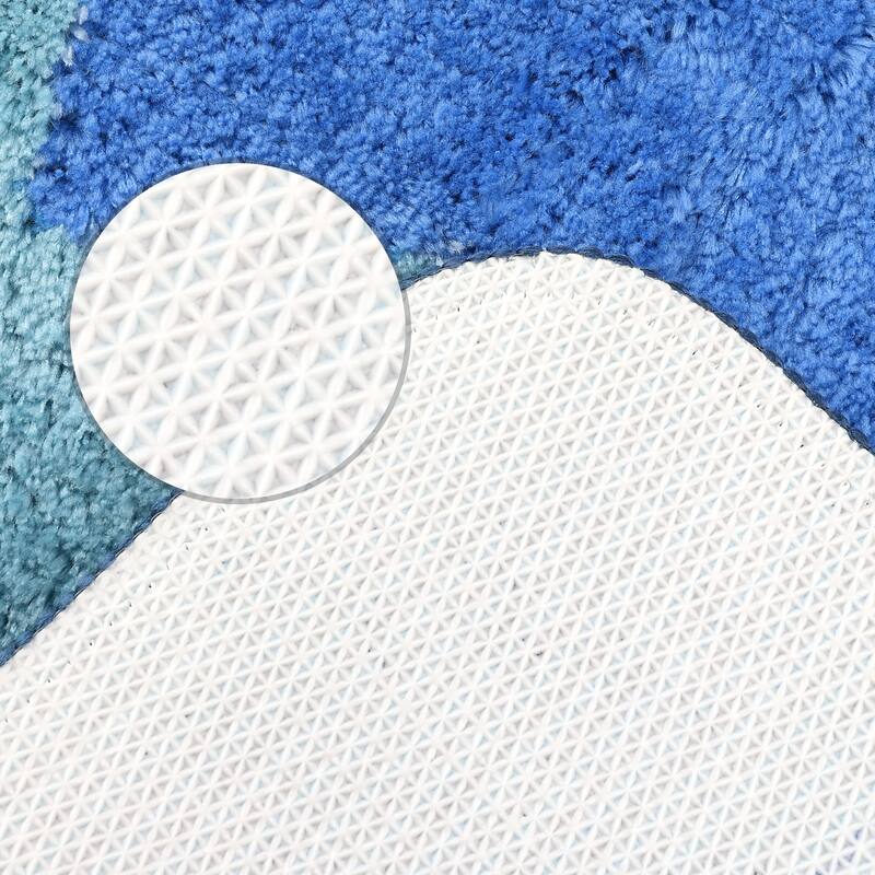Waves Stripe Bathroom Carpet, Extra Soft and Absorbent Bath Mat, Non-Slip Rug for Bathroom, Tub, Shower