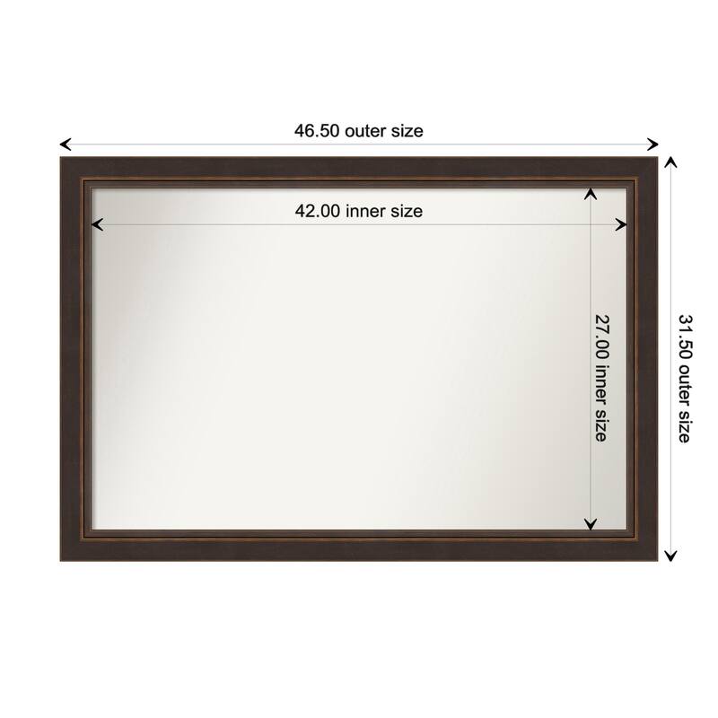 Lara Bronze Framed Non-Beveled Custom Wall Mirror, Bathroom Vanity Mirror - Outer Size: 46.5 x 31.5