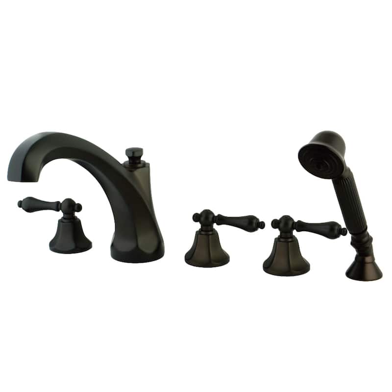 Kingston Brass Metropolitan 5-Hole Deck Mount Roman Tub Faucet with Hand Shower - Oil Rubbed Bronze