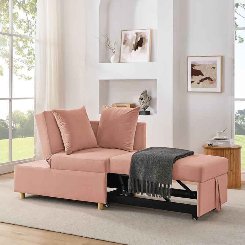 Roomfitters Convertible Sleeper Sofa Chair with Adjustable Backrest, Pullout Bed and Wheels, Linen Fabric