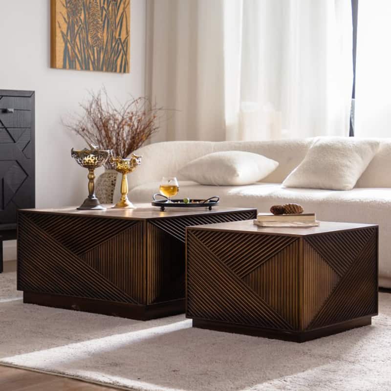 Coffee Tables for Living Room, 27.56" Square Wood Coffee Table, Modern Center Table for Small Spaces, Cocktail Tea Middle Tables