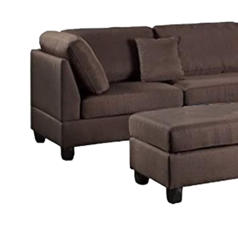 Linen Fabric 3 Pieces Sectional In Chocolate Brown