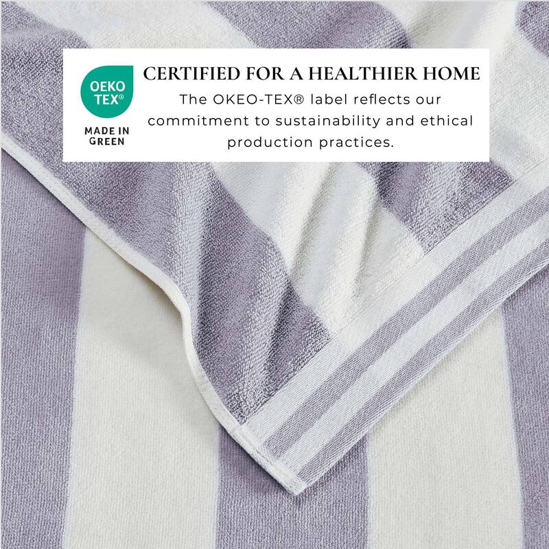 Linery & Co. 100% Cotton Velour Cabana Stripe Beach Towel