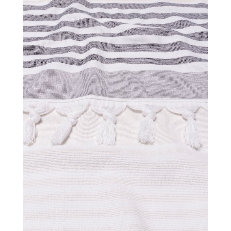 Superior Roxy Stripe Fouta Beach Towel with Tassels - 35" x 68"
