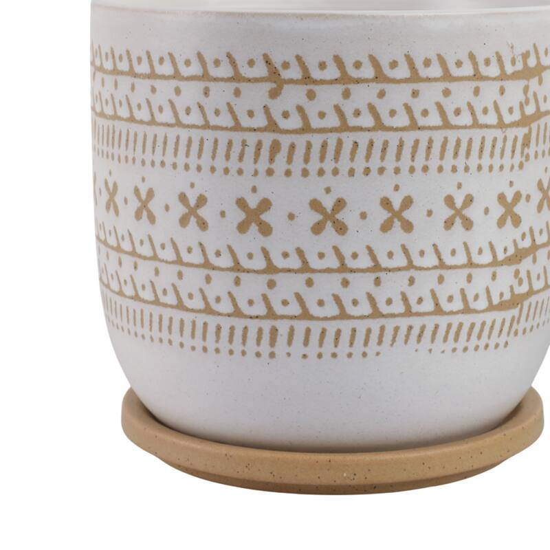 Ceramic Circular Saucer Planters Set of 2 - 6/8 in.