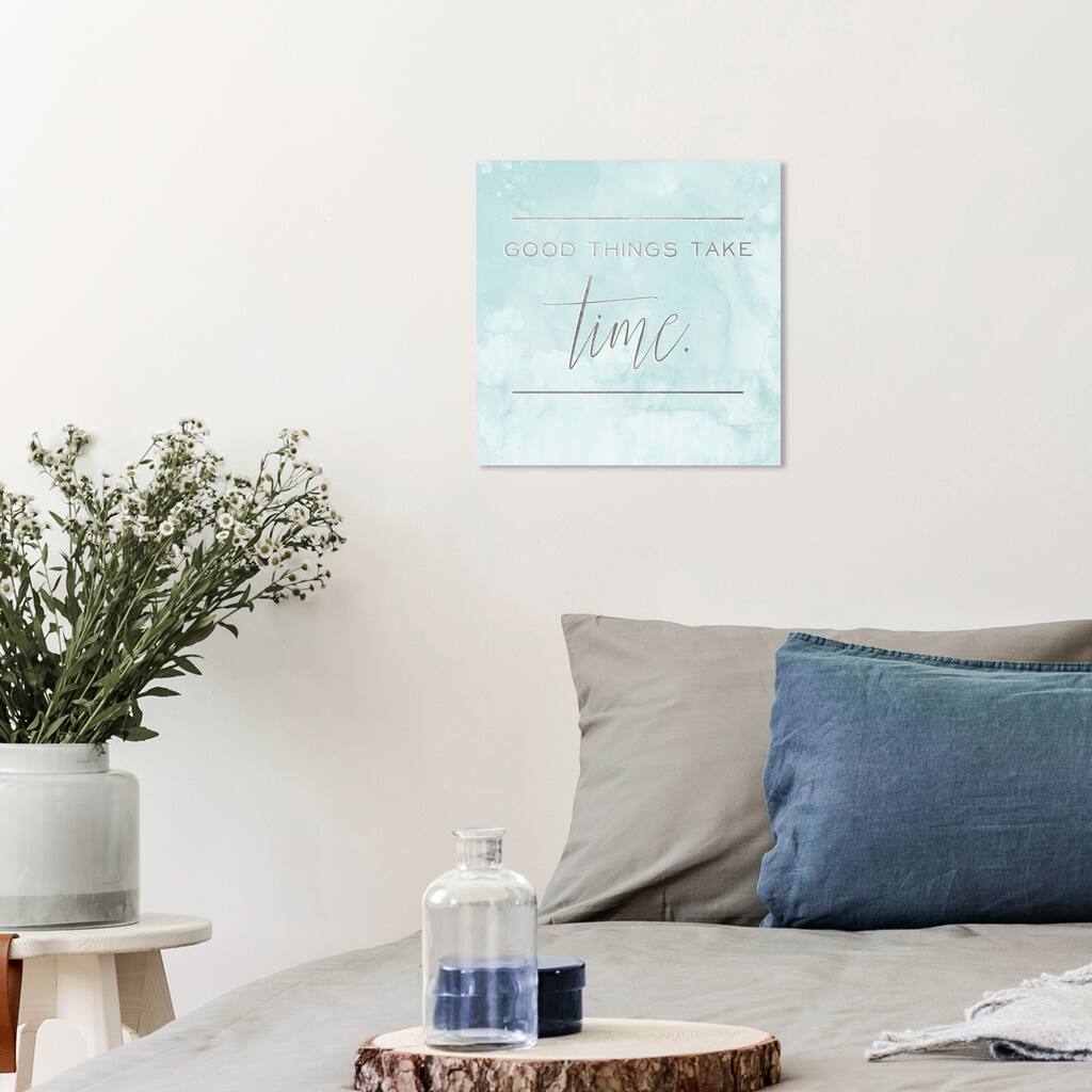 Wynwood Studio Prints Typography and Quotes Good Things Blue and Light Blue Modern & Contemporary Wall Art Canvas Print