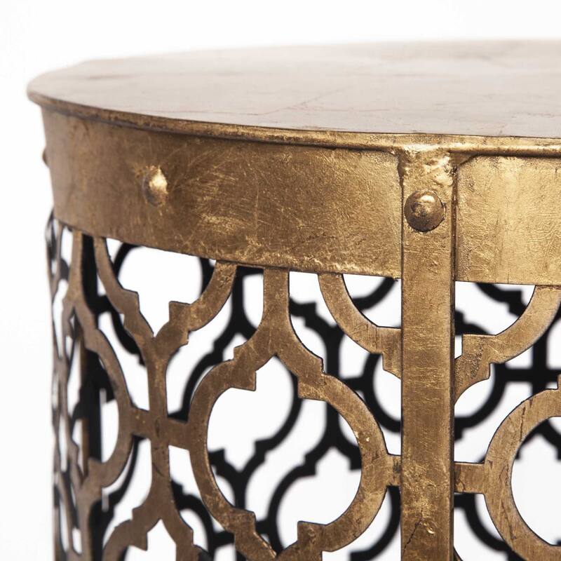 HomeRoots Set of Two 20" Gold Round End Table - 15.00 in. x 20.00 in. x 15.00 in.