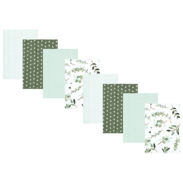 slide 1 of 1, Hudson Baby Girls Cotton Poly Flannel Burp Cloths 8-Pack, Eucalyptus, One Size - Eucalyptus 8-Pack - One Size