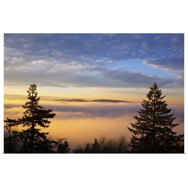 "sunrise through morning fog" Poster Print