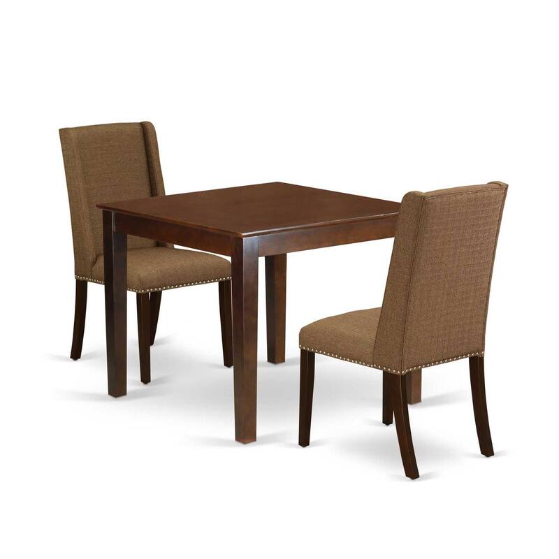 HomeStock 3-Piece Mahogany Finish Rectangular Solid Wood Top Dining Table Set