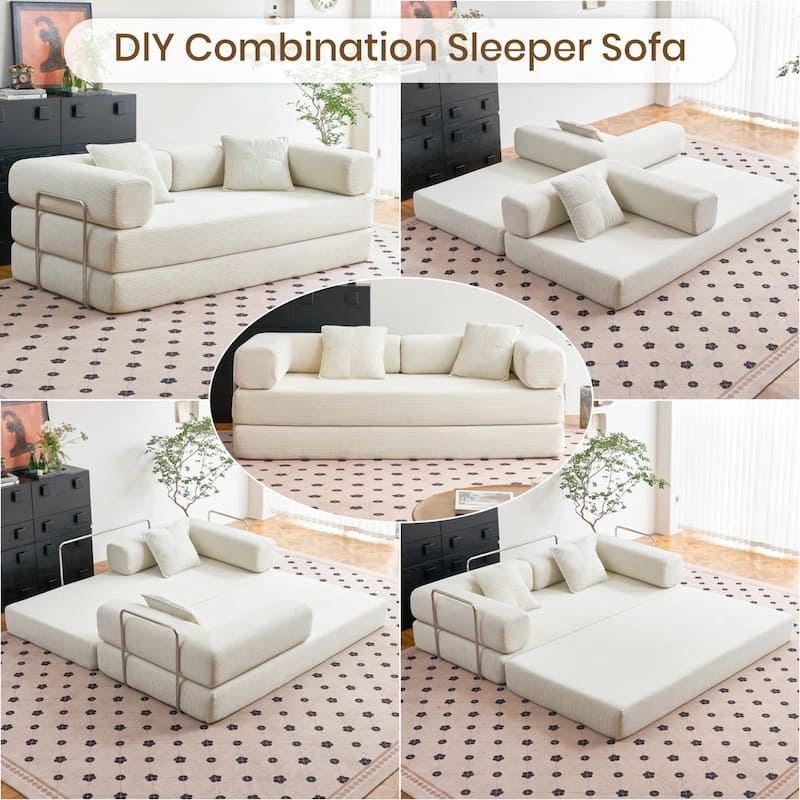 78.8"Convertible Sleeper Sofa Bed With Pillow Compression Sofa Comfy Futon Couch Lounge Sleeper Bed