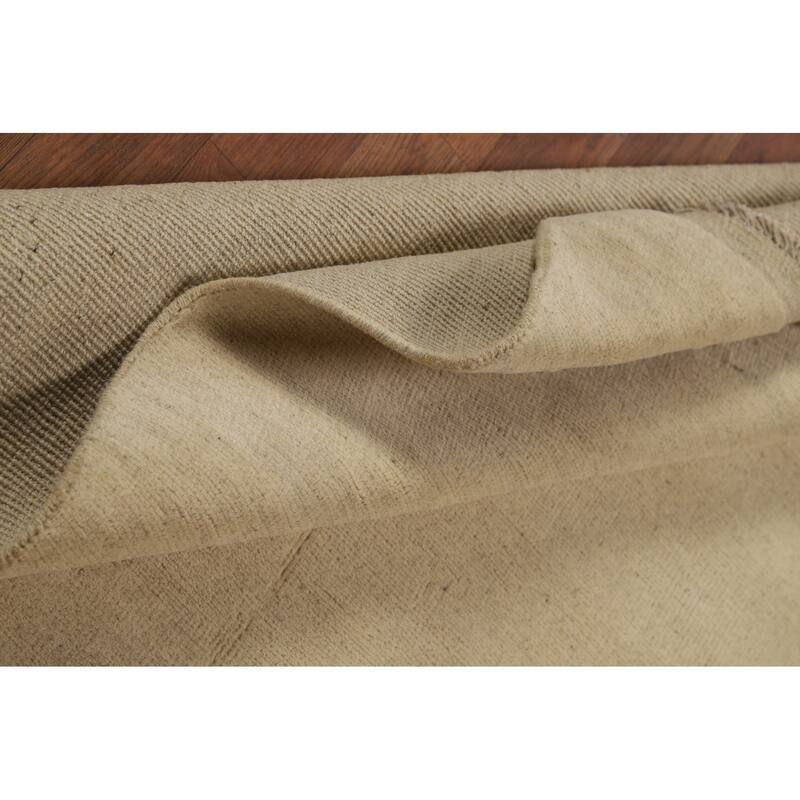 Solid Gabbeh Oriental Rug Hand-Knotted Wool Carpet - 3'7"x 7'3"