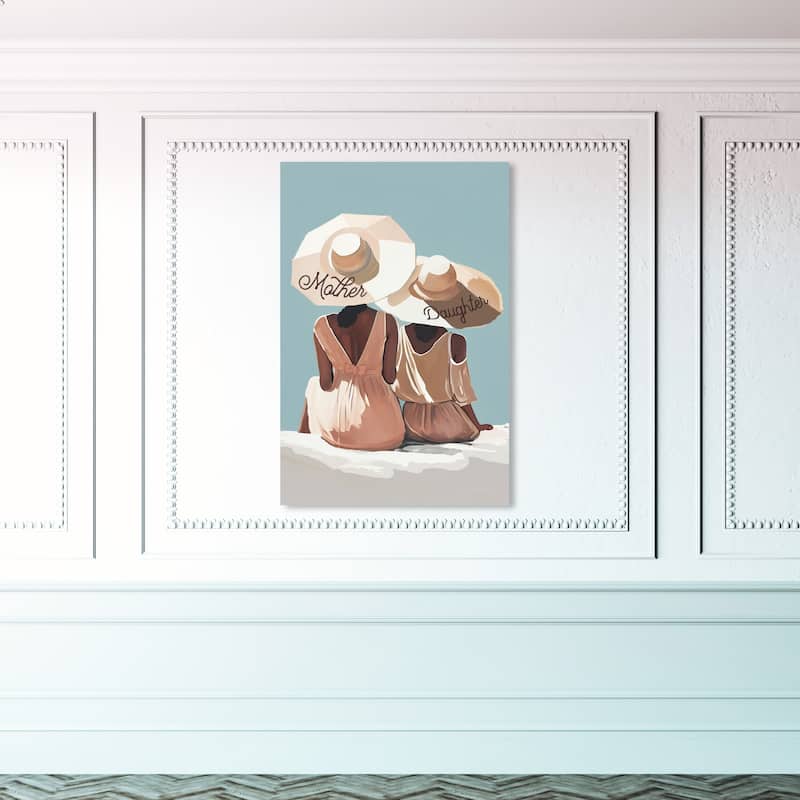 Wynwood Studio Fashion and Glam Mother and Daughter Love White and Cream White Nautical & Coastal Wall Art Canvas Print - 45 x 30