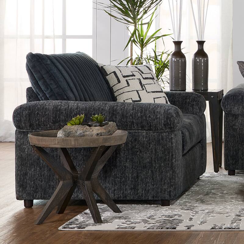 Roundhill Furniture Nason Wide Wale Corduroy Sectional Sofa Chaise with Armchair and Ottoman