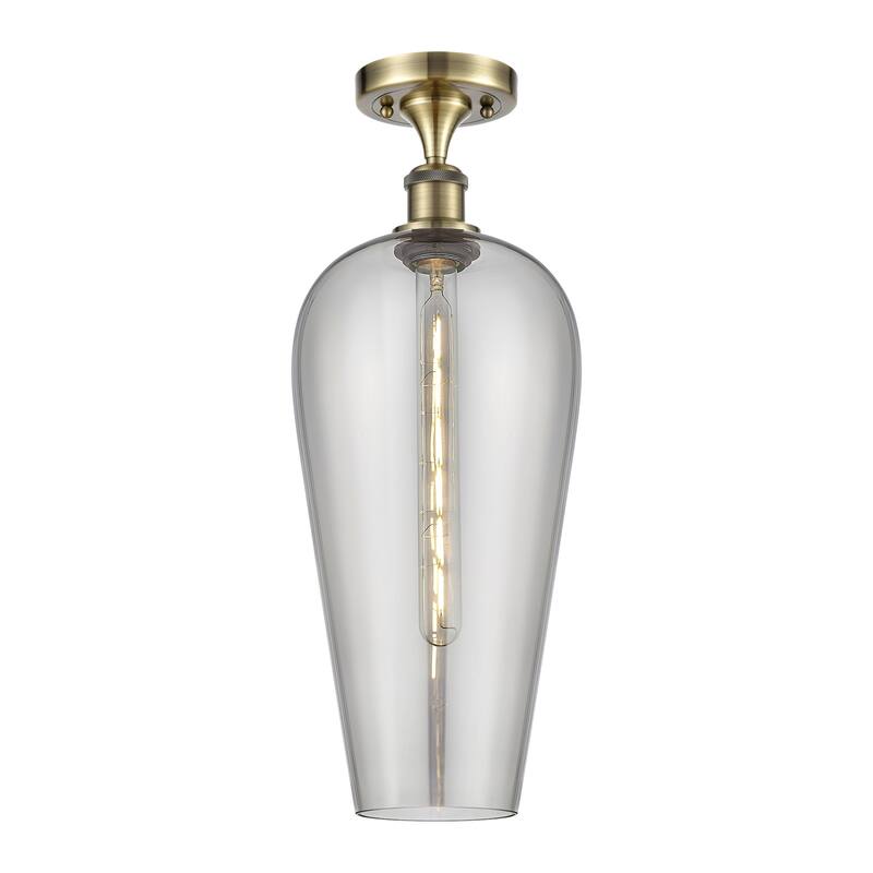 Innovations Lighting 516-1C-20-8 Chelsea Semi-Flush Chelsea 8" Wide - Antique Brass / Light Smoke