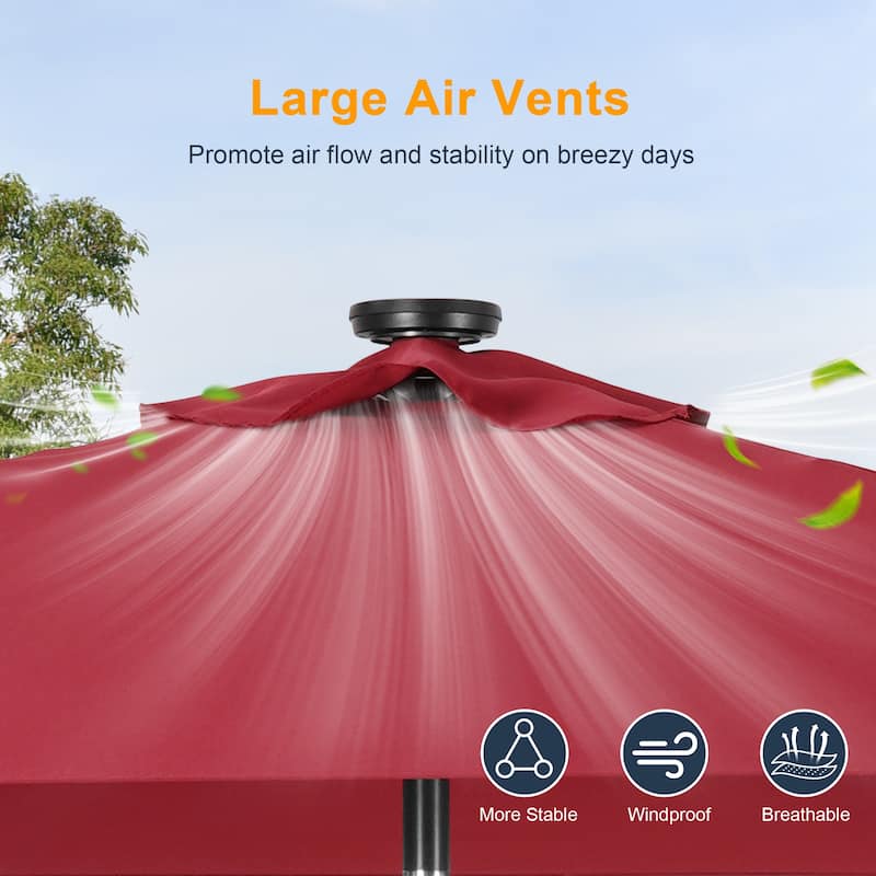 LIVOOSUN 6.5×6.5FT LED Square Patio Umbrella with UPF50+, Tilt Function, and Wind-Resistant Design——Experience Outdoor Comfort