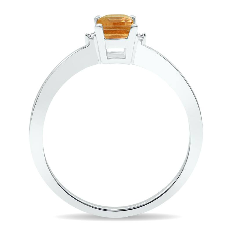 Women's Citrine and Diamond Classic Band in 10K White Gold