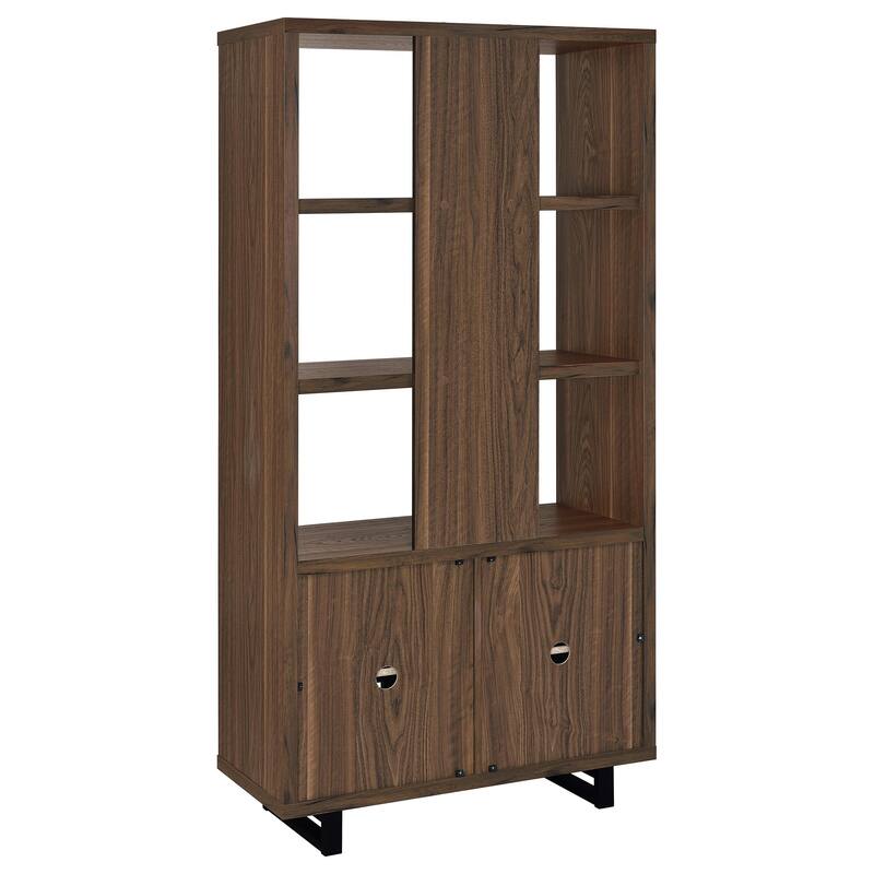 Maddox 71-Inch 3-Shelf Cabinet Bookcase Walnut