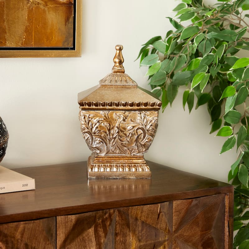 Gold Polystone Traditional Decorative Jar 12 x 8 x 8