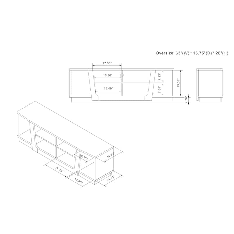 DH BASIC Contemporary Light Hickory 63-inch 6-Shelf TV Stand by Denhour