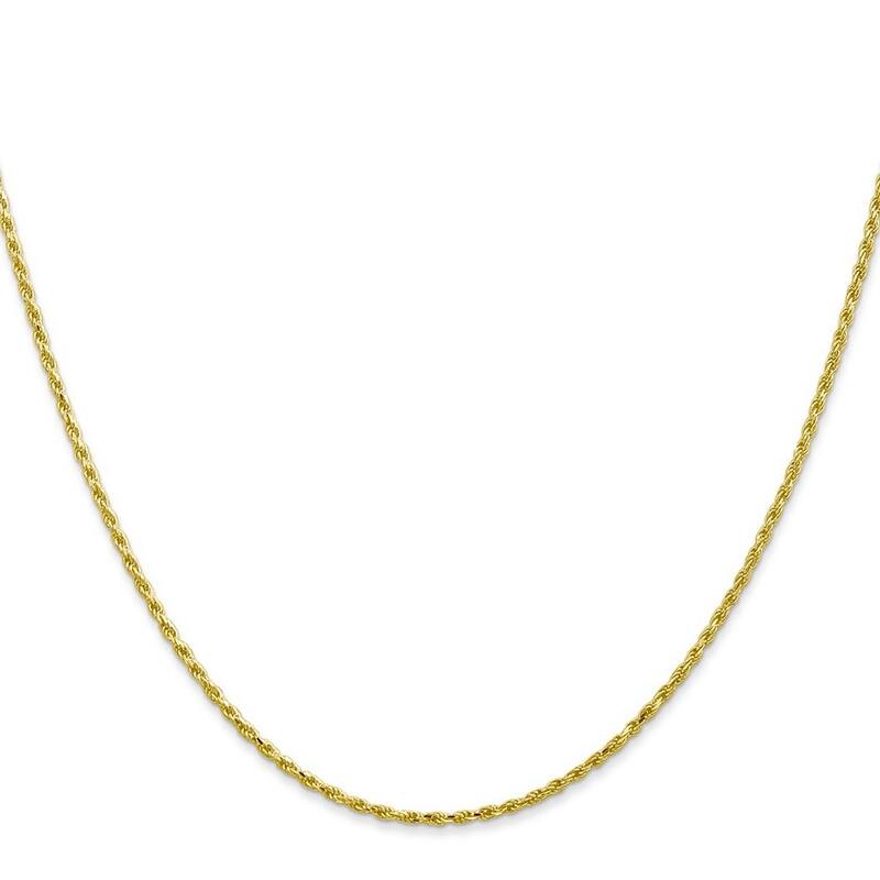 Curata 10k Yellow Gold Mens 1.5mm Solid Diamond-cut Rope Chain Necklace (Lobster) Options: 18 20 22 24 30