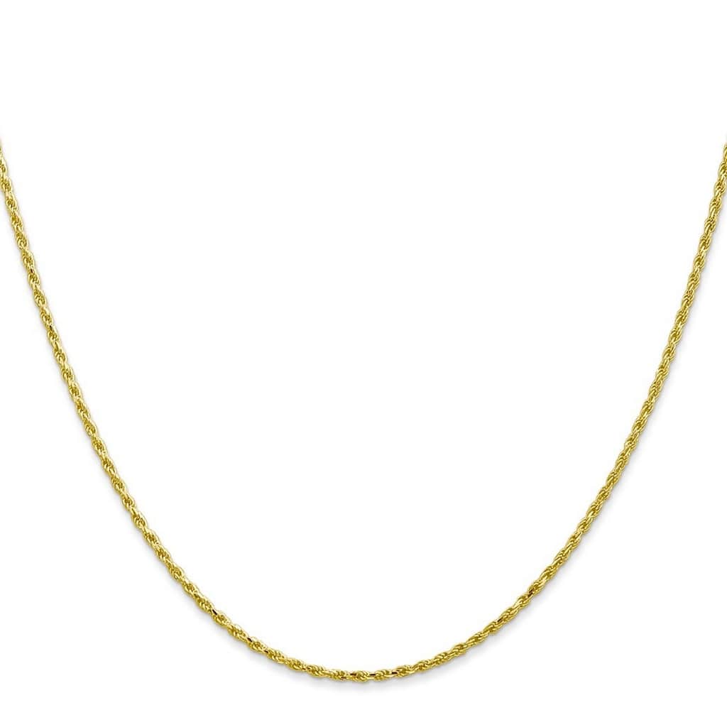 Curata 10k Yellow Gold Mens 1.5mm Solid Diamond-cut Rope Chain Necklace (Lobster) Options: 18 20 22 24 30