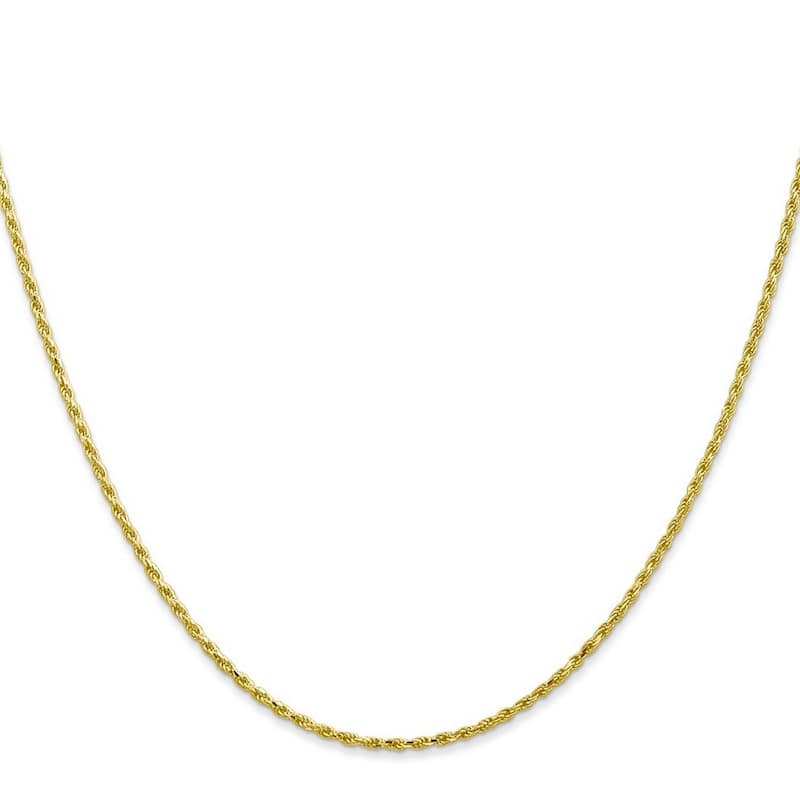 Curata 10k Yellow Gold Solid 1.5mm Sparkle Cut Rope Chain Anklet 9 Inch