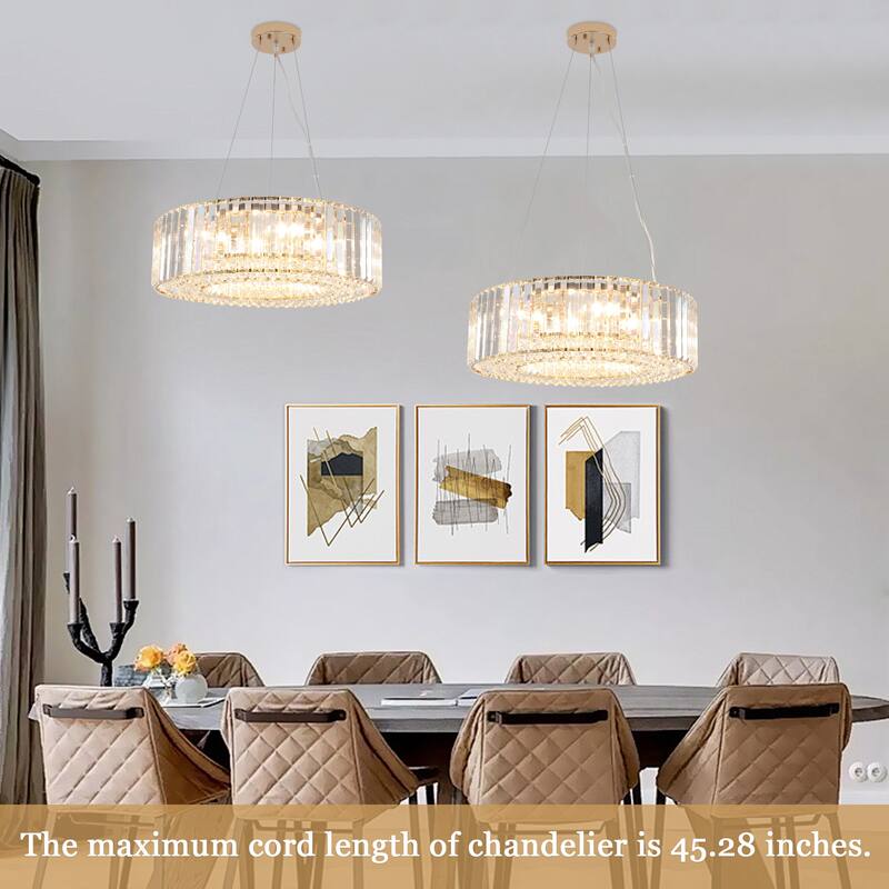 6-Light Metal Hanging Pendant Design Linear Crystal Chandelier Lighting for Dining Room Kitchen Island