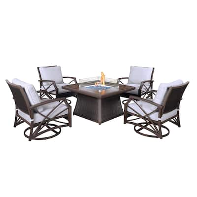 Elio 5 PC Propane Fire Pit Table Set for Patio (50,000 BTU)